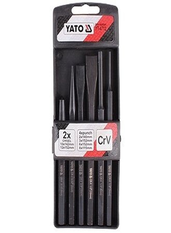 Yato YT-4712 Chisel And Punch Set|Cutting|Punching||Industrial tool|Automotive|Power Tools|Home Tools|hand tools|Repair Tool|Chisel and Punch Set|Workshop Tools|CrV 60|Taper Point End|Black Finish - Image 3